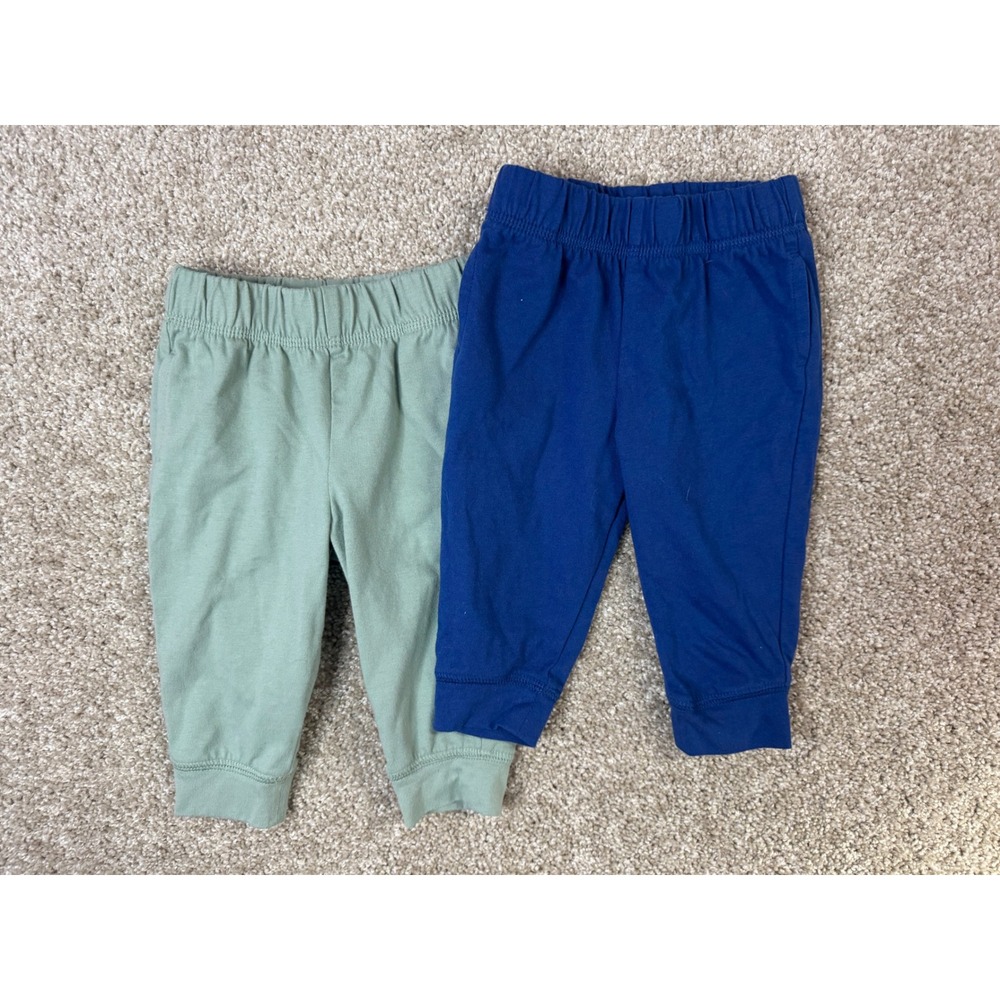 Wonder Nation Baby Boy Jogger Pants 2 Pack Sage Green Royal Blue 6-9 Months